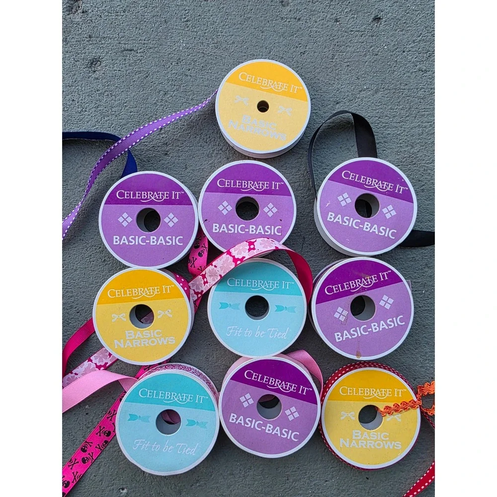 Celebrate It Craft Ribbon Lot 10‎ Spools Grosgrain Satin Glitter Floral Skulls